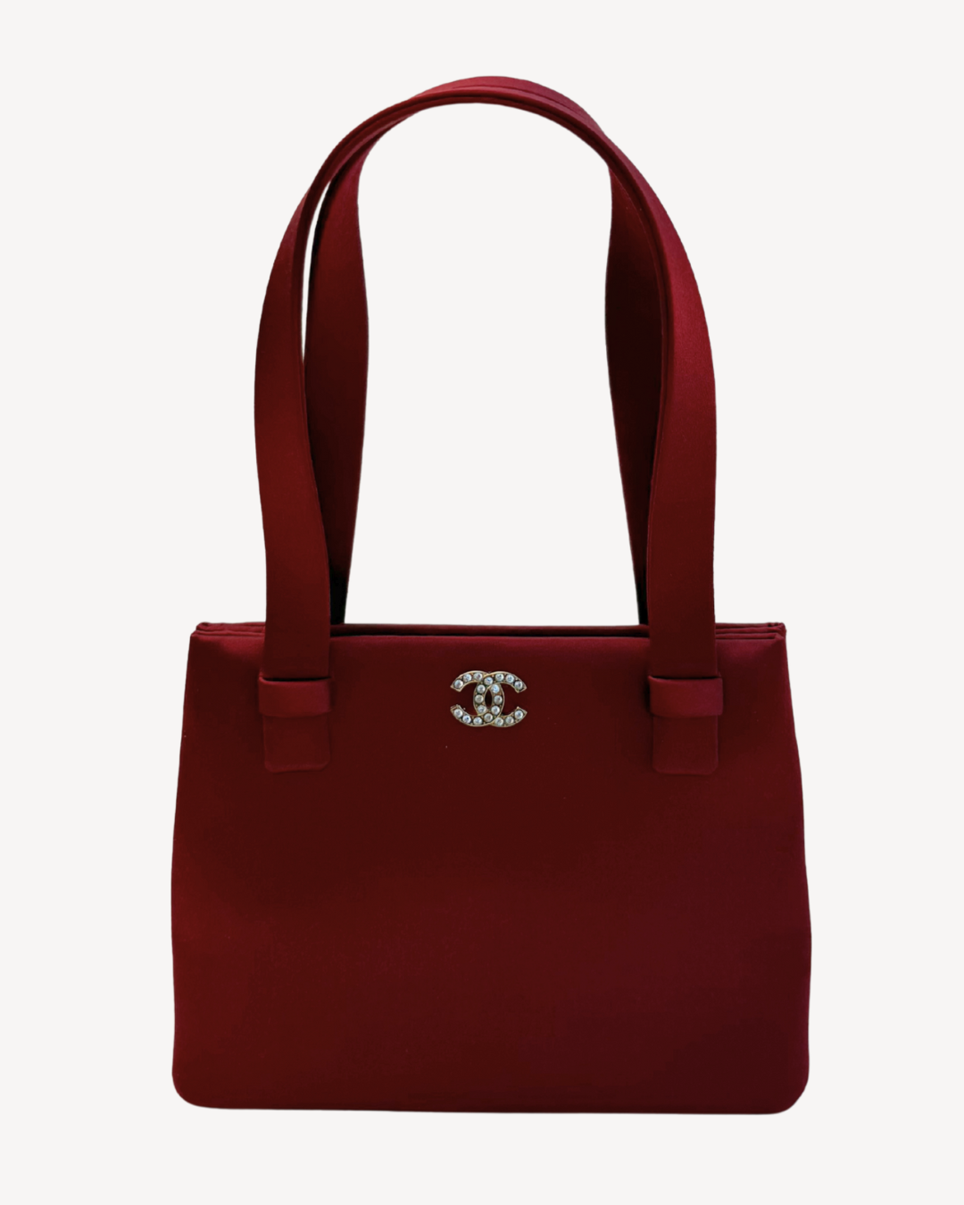Chanel Rare Vintage 1990's Red Satin Bag