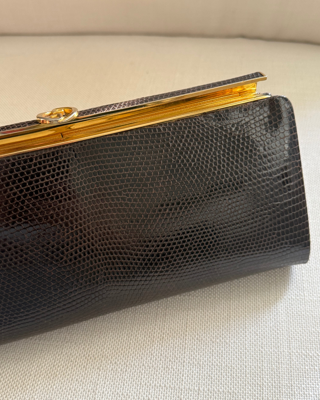Gucci Vintage 1980's Brown Lizard Leather Clutch