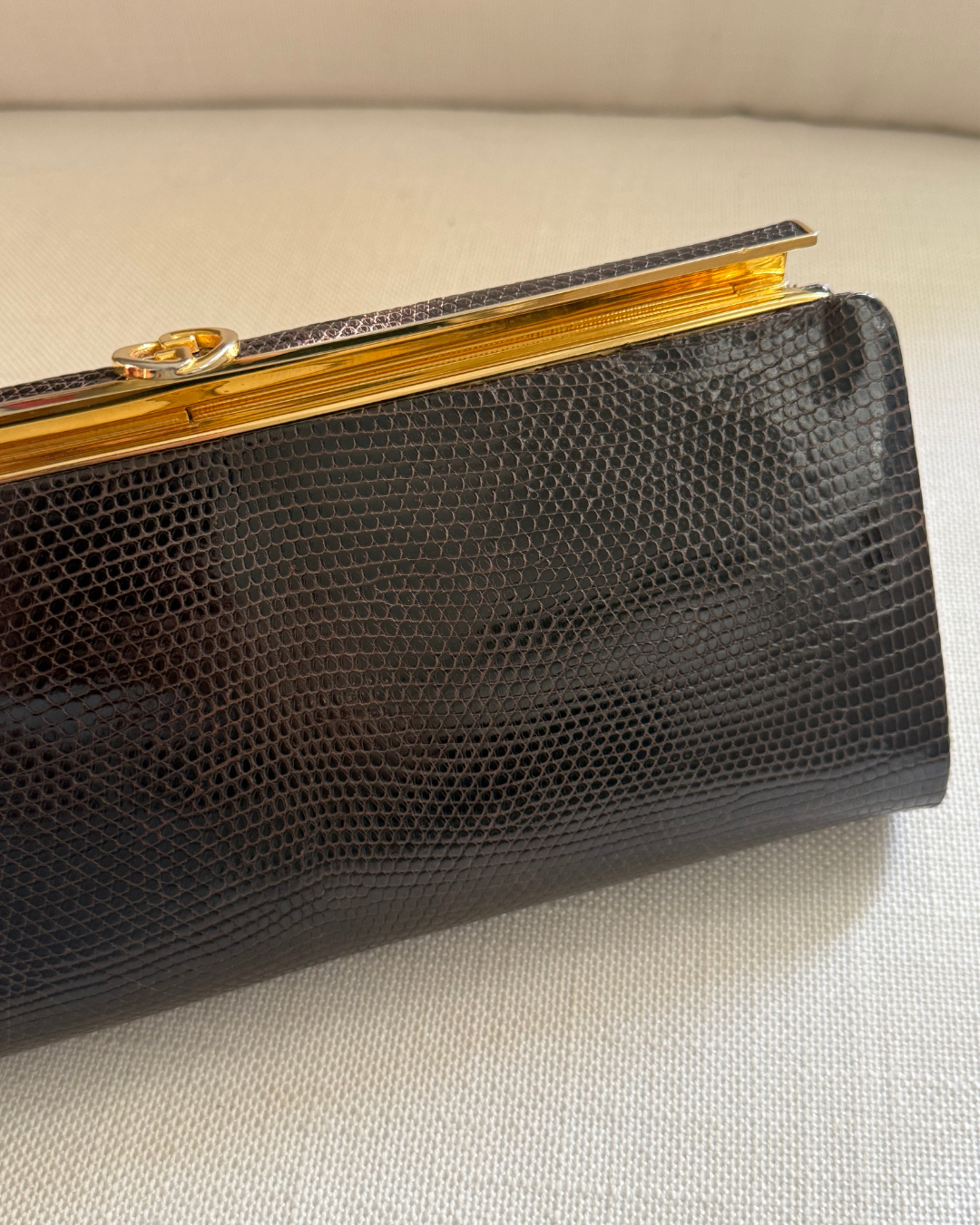 Gucci Vintage 1980's Brown Lizard Leather Clutch