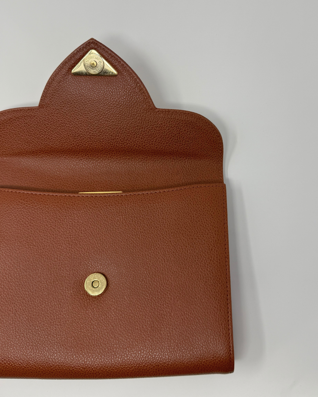 Yves Saint Laurent Vintage Cognac Caviar Leather Clutch