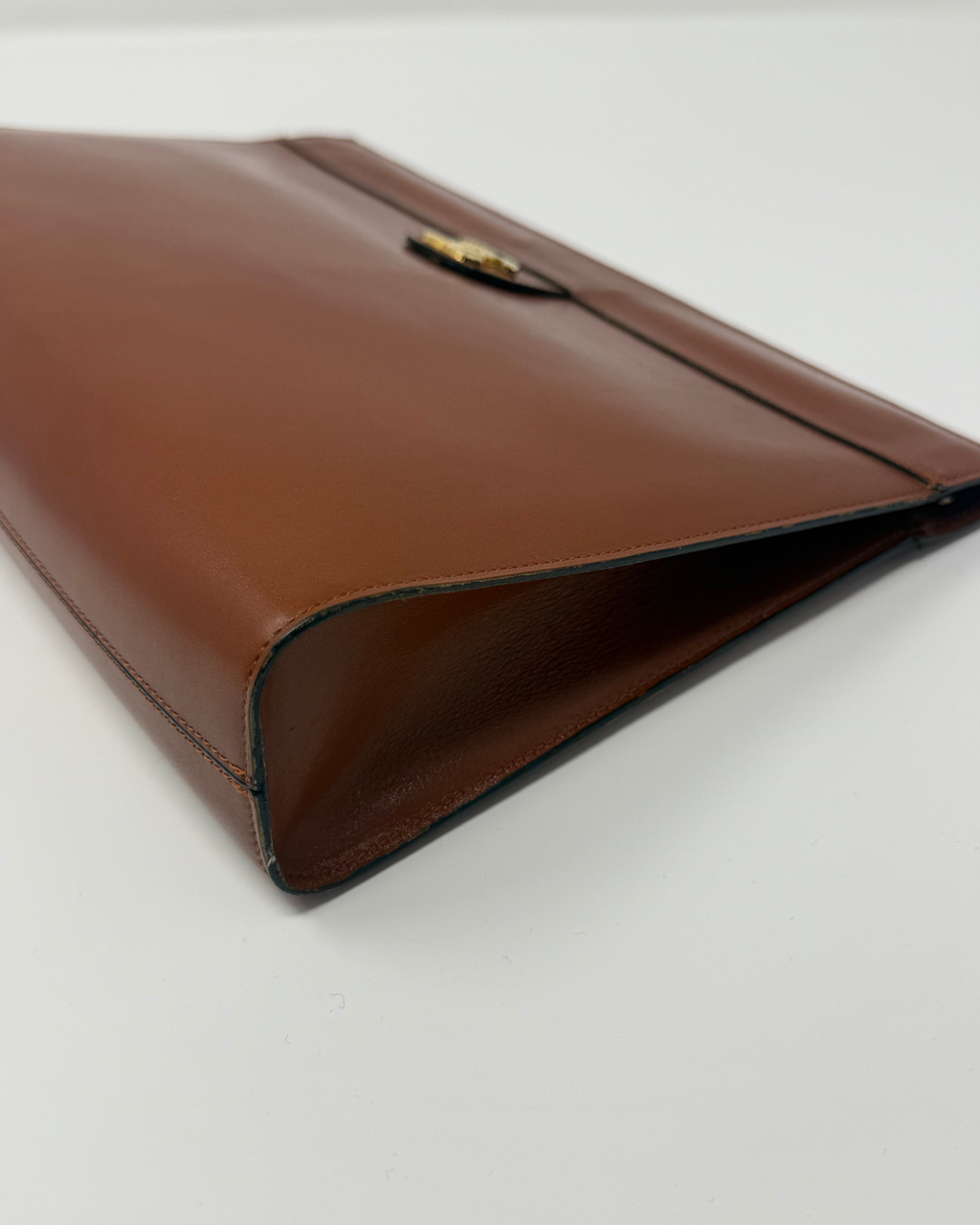 Chanel Smooth Leather Cognac Brown Vintage Clutch