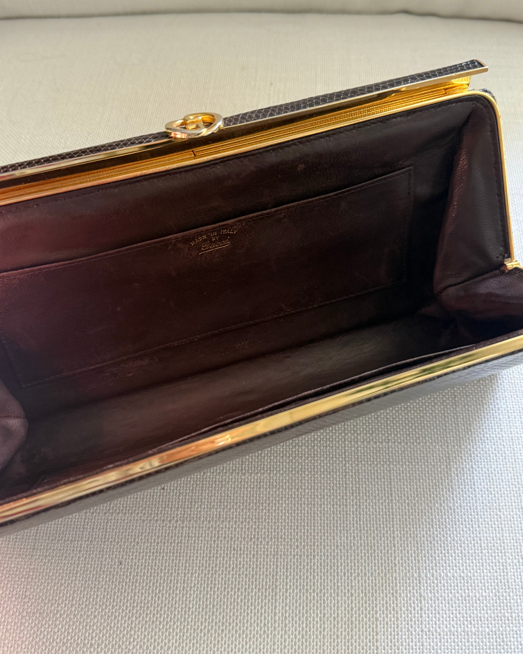 Gucci Vintage 1980's Brown Lizard Leather Clutch