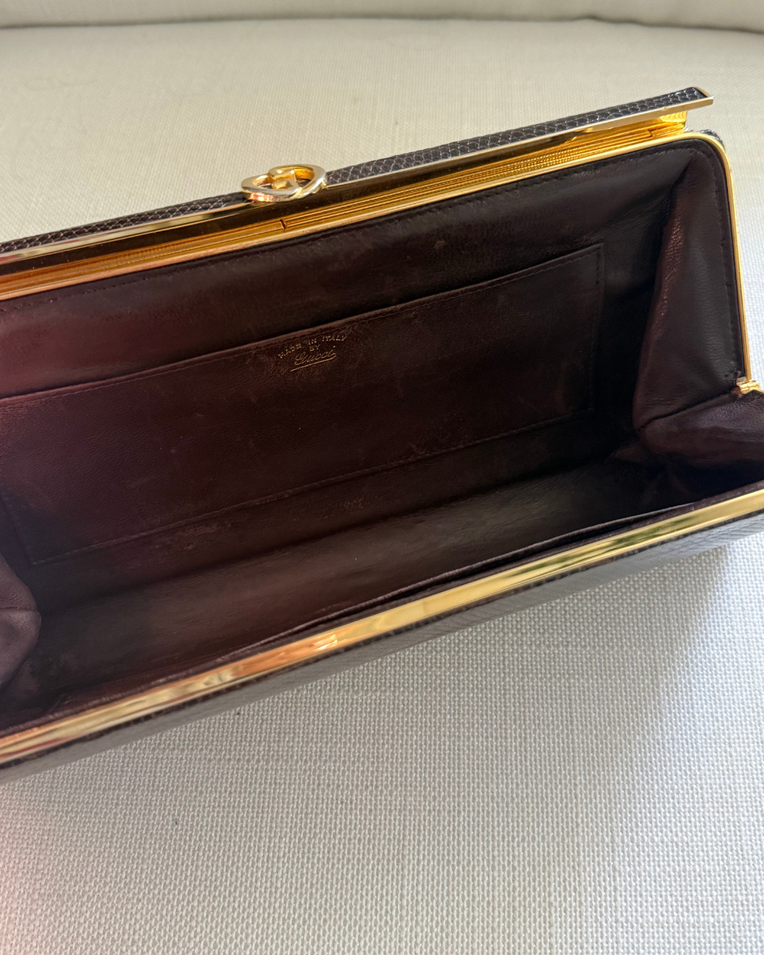 Gucci Vintage 1980's Brown Lizard Leather Clutch