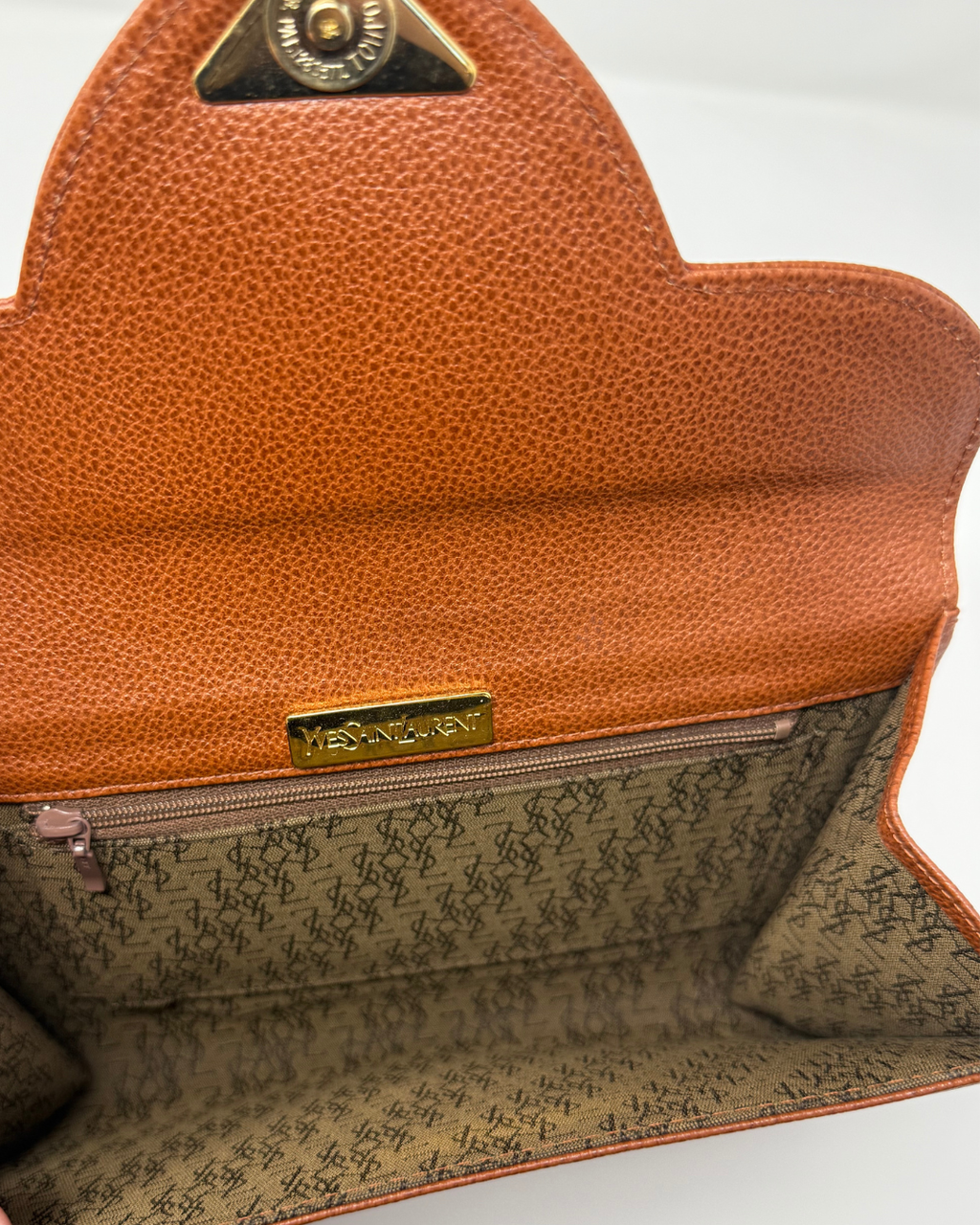 Yves Saint Laurent Vintage Cognac Caviar Leather Clutch