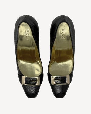 Gucci Vintage Black Snakeskin Heels