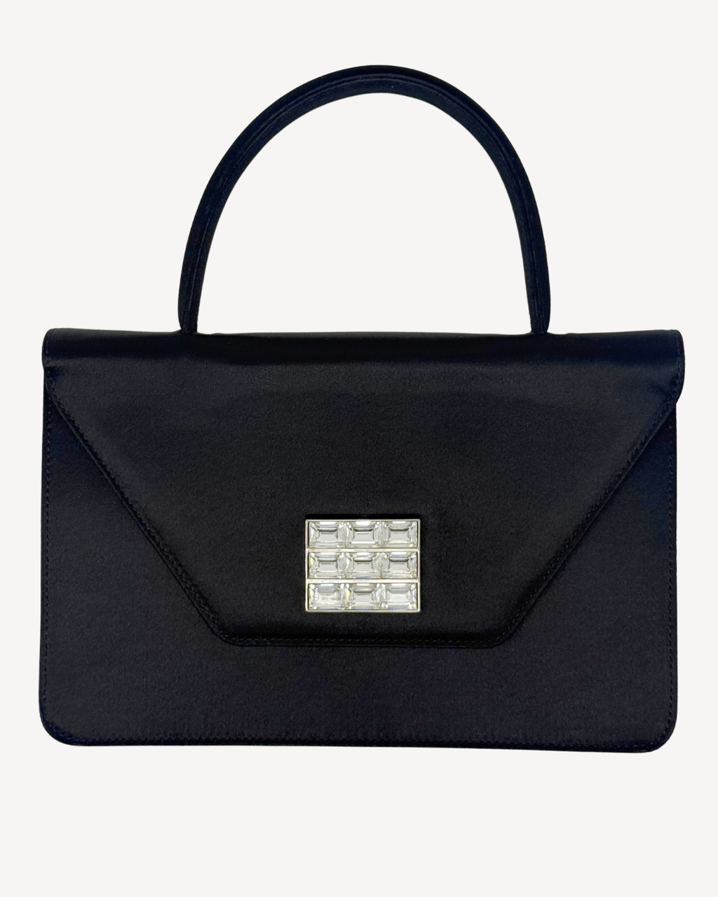 Celine Vintage 2000's Black Satin Envelope Clutch