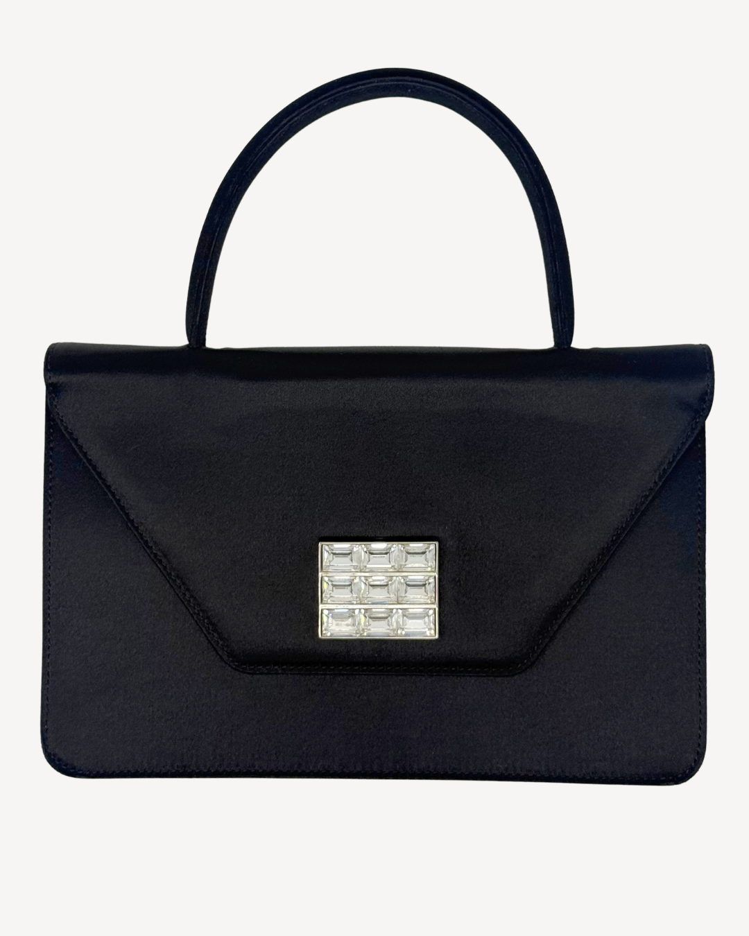 Celine Vintage 2000's Black Satin Envelope Clutch