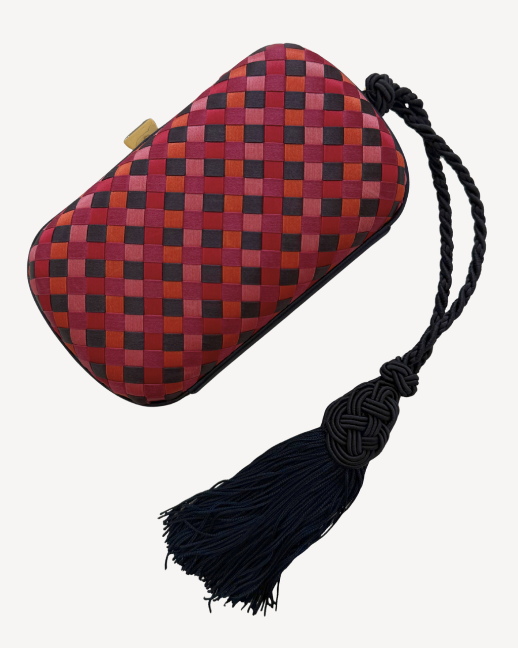 Bottega Veneta Rare Vintage Intrecciato Tassel Pink Multi Clutch Bag