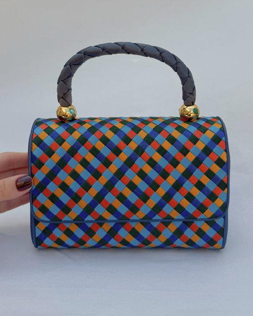Bottega Veneta Rare Vintage Intrecciato Multicolor Handbag