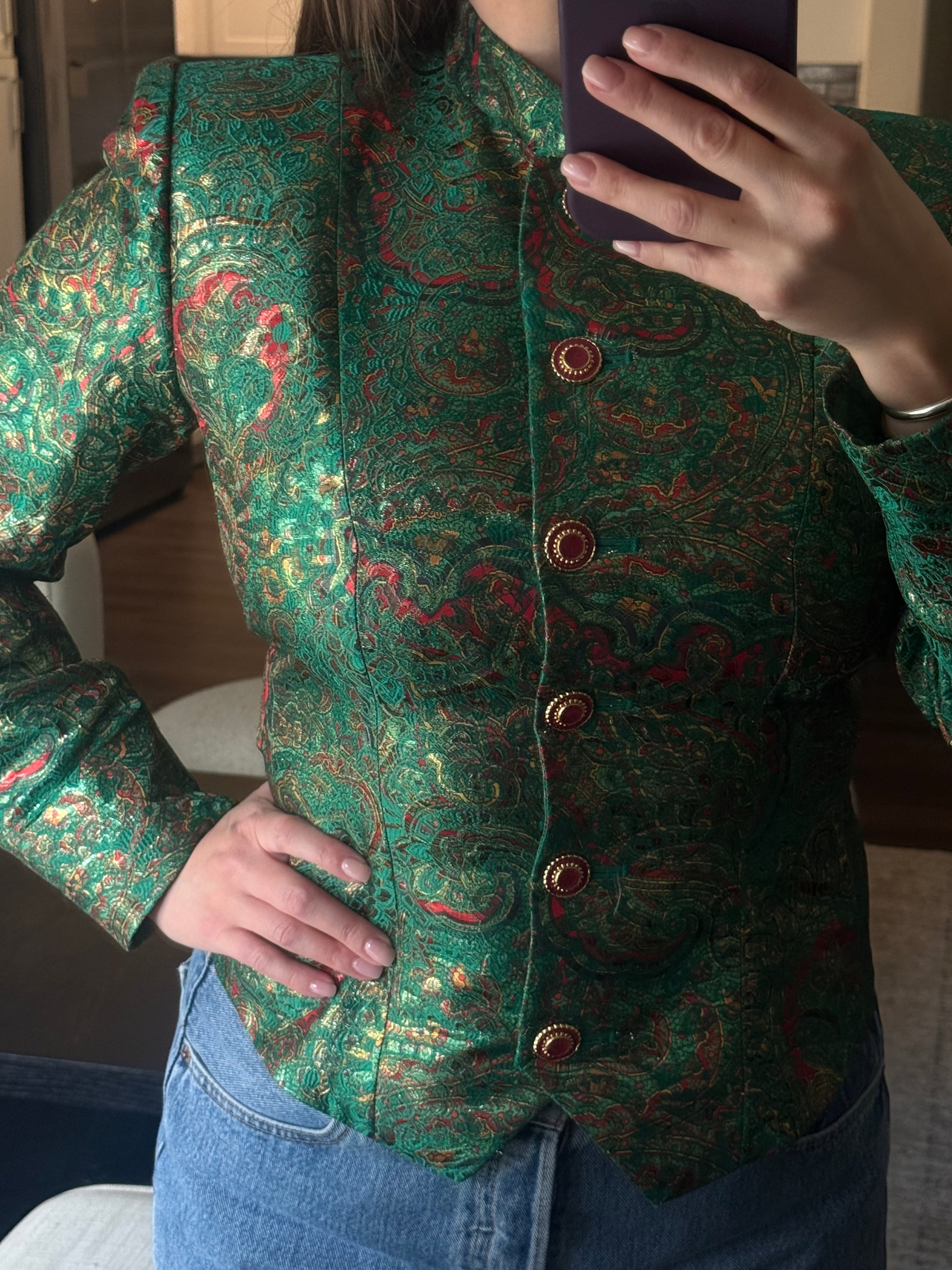 Saint Laurent 1990’s Vintage Jacquard Evening Jacket