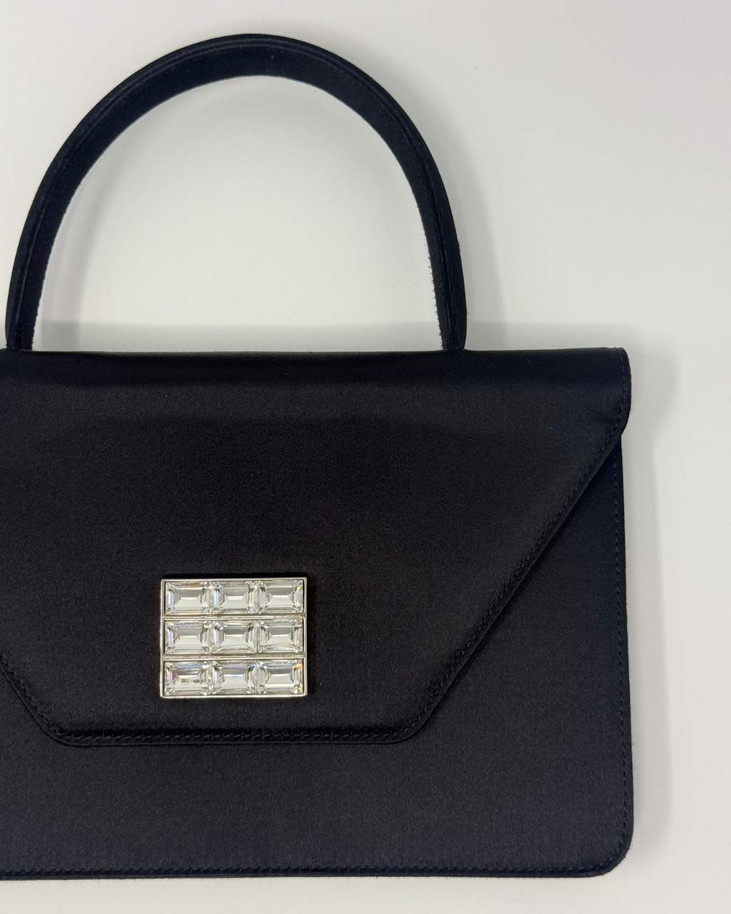 Celine Vintage 2000's Black Satin Envelope Clutch