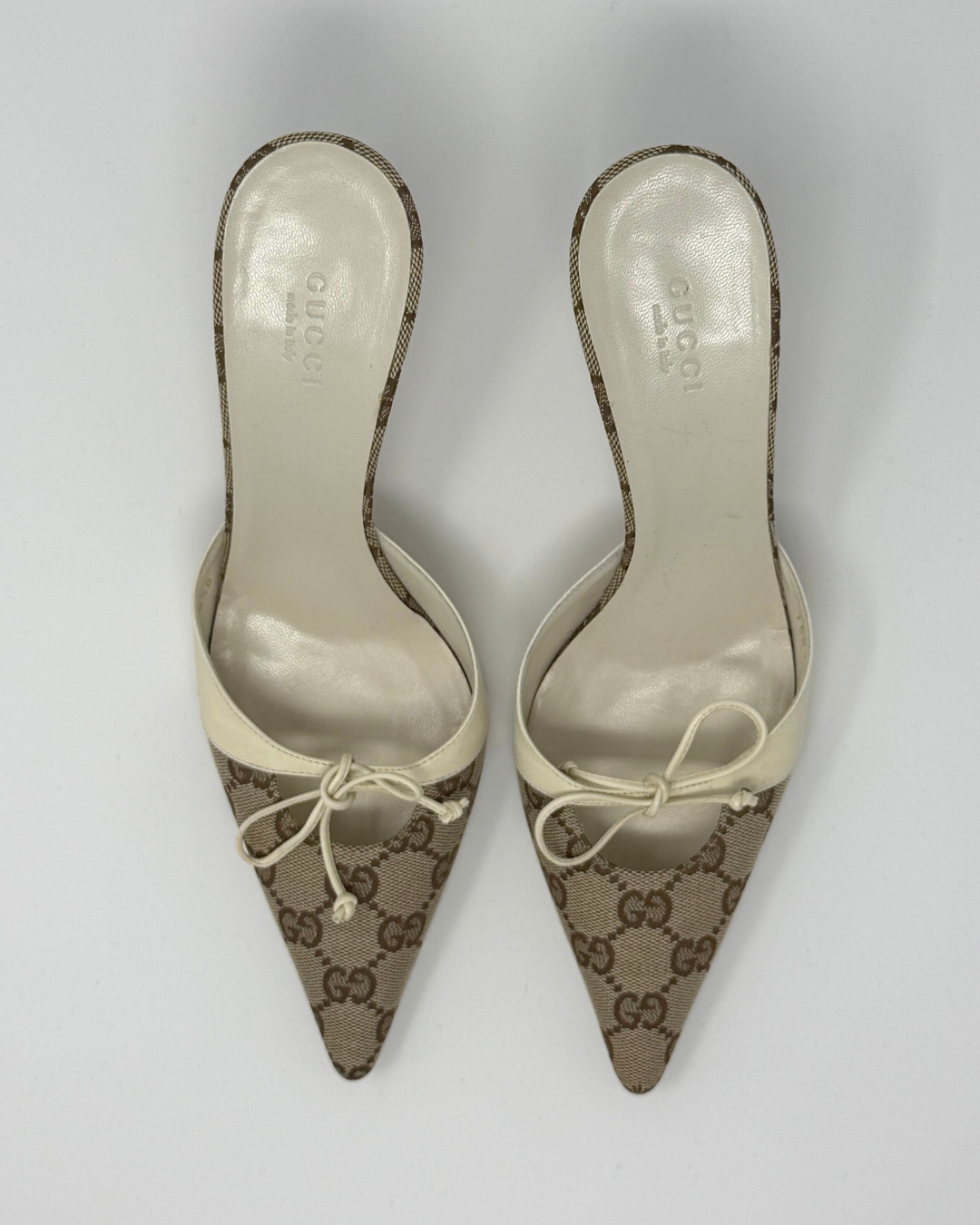 Gucci GG Canvas & Leather Vintage Heels