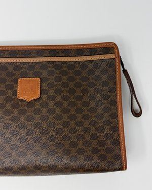 Celine Macadam Portfolio Vintage Brown Leather Clutch Bag