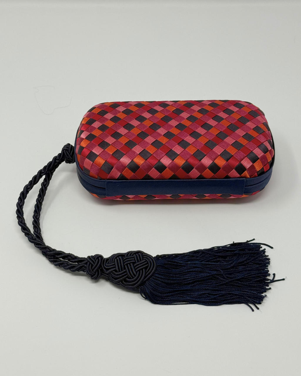 Bottega Veneta Rare Vintage Intrecciato Tassel Pink Multi Clutch Bag