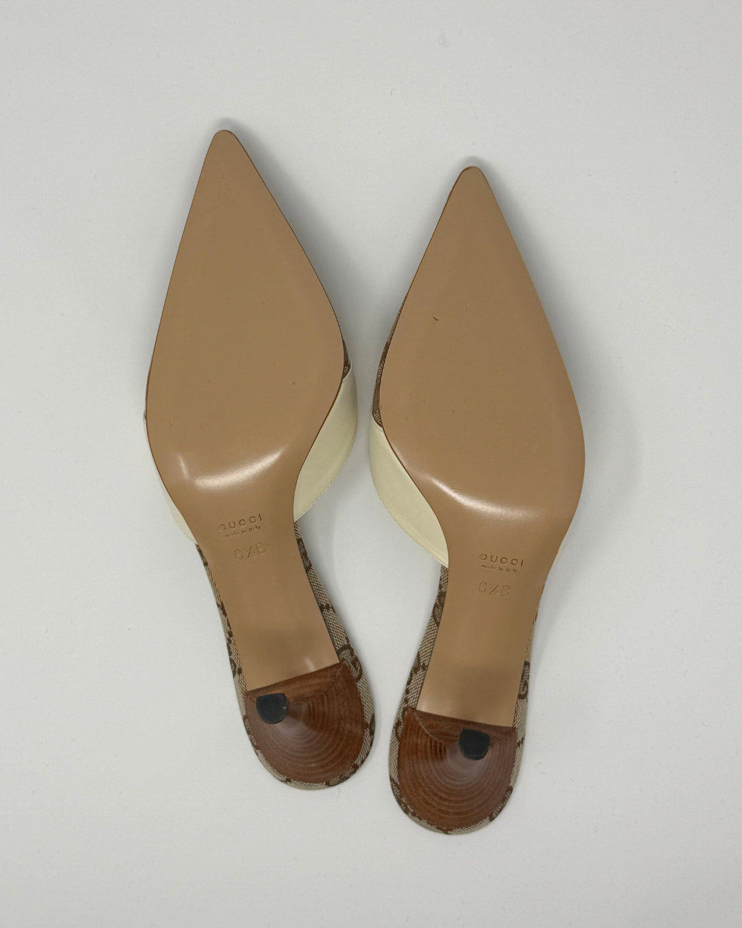 Gucci GG Canvas & Leather Vintage Heels