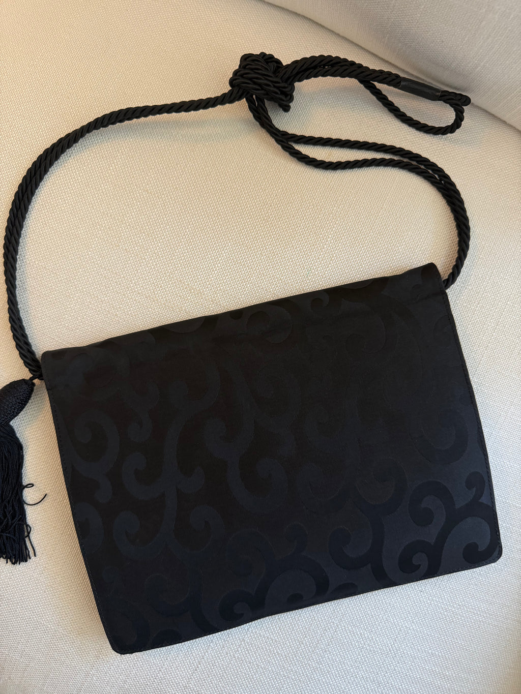 Yves Saint Laurent Satin Jacquard Tassel Clutch Bag