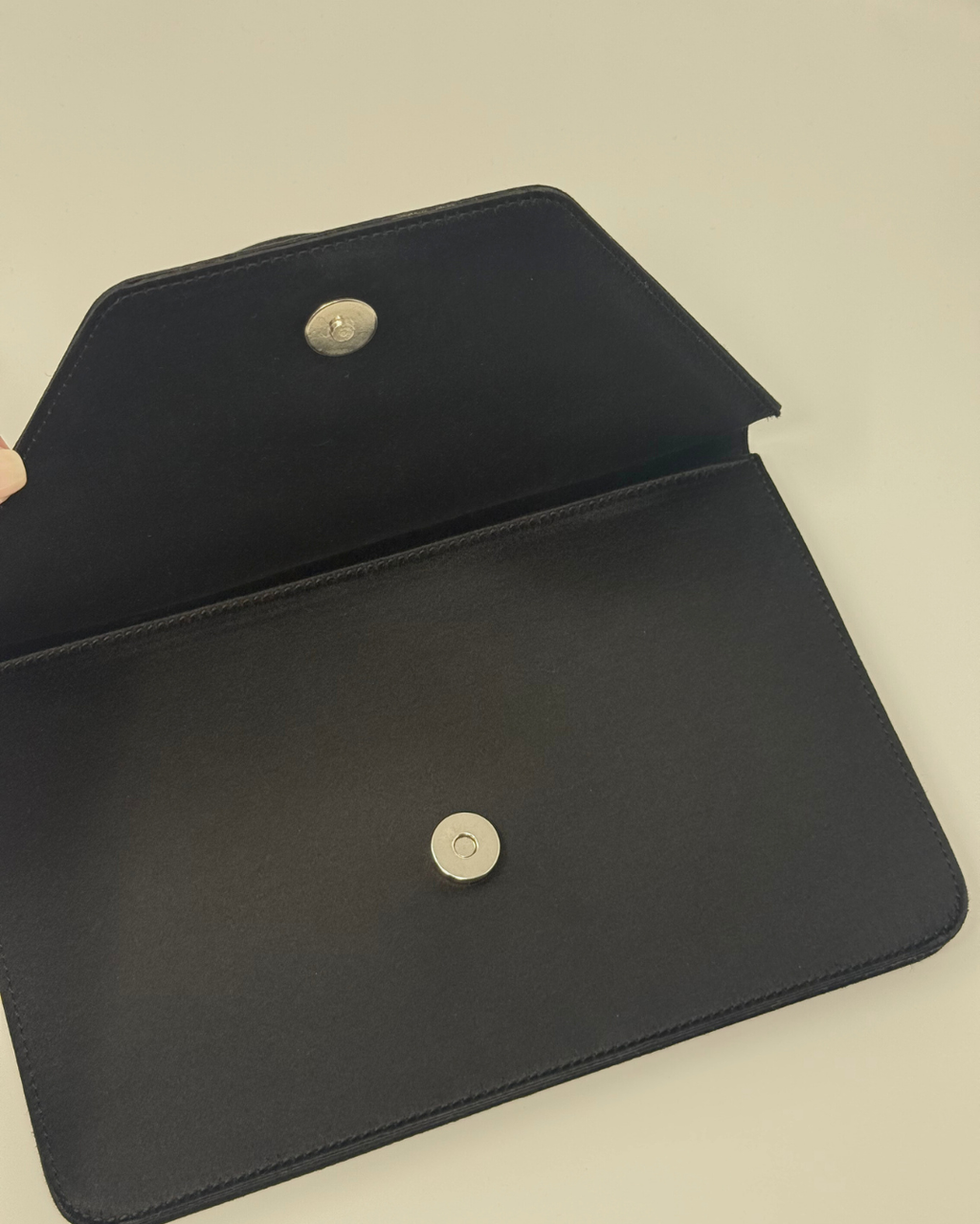 Celine Vintage 2000's Black Satin Envelope Clutch