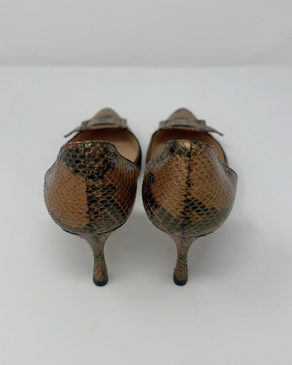 Manolo Blahnik Neutral Snakeskin Vintage Heels