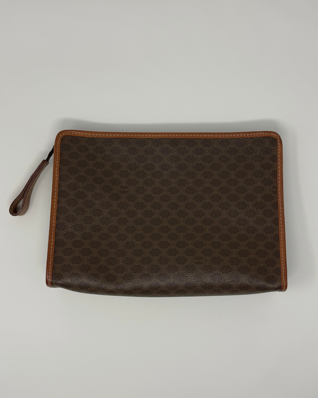 Celine Macadam Portfolio Vintage Brown Leather Clutch Bag