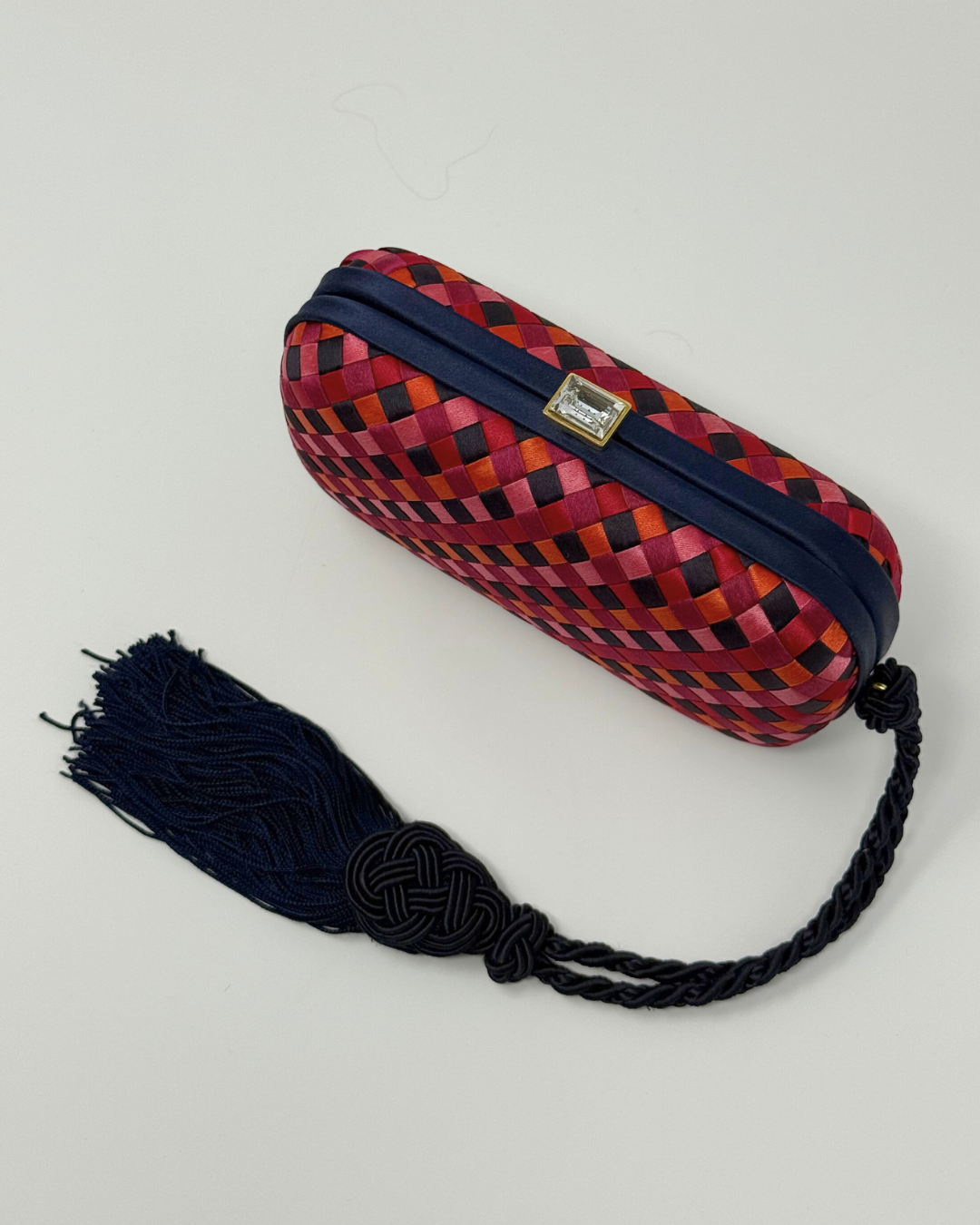 Bottega Veneta Rare Vintage Intrecciato Tassel Pink Multi Clutch Bag