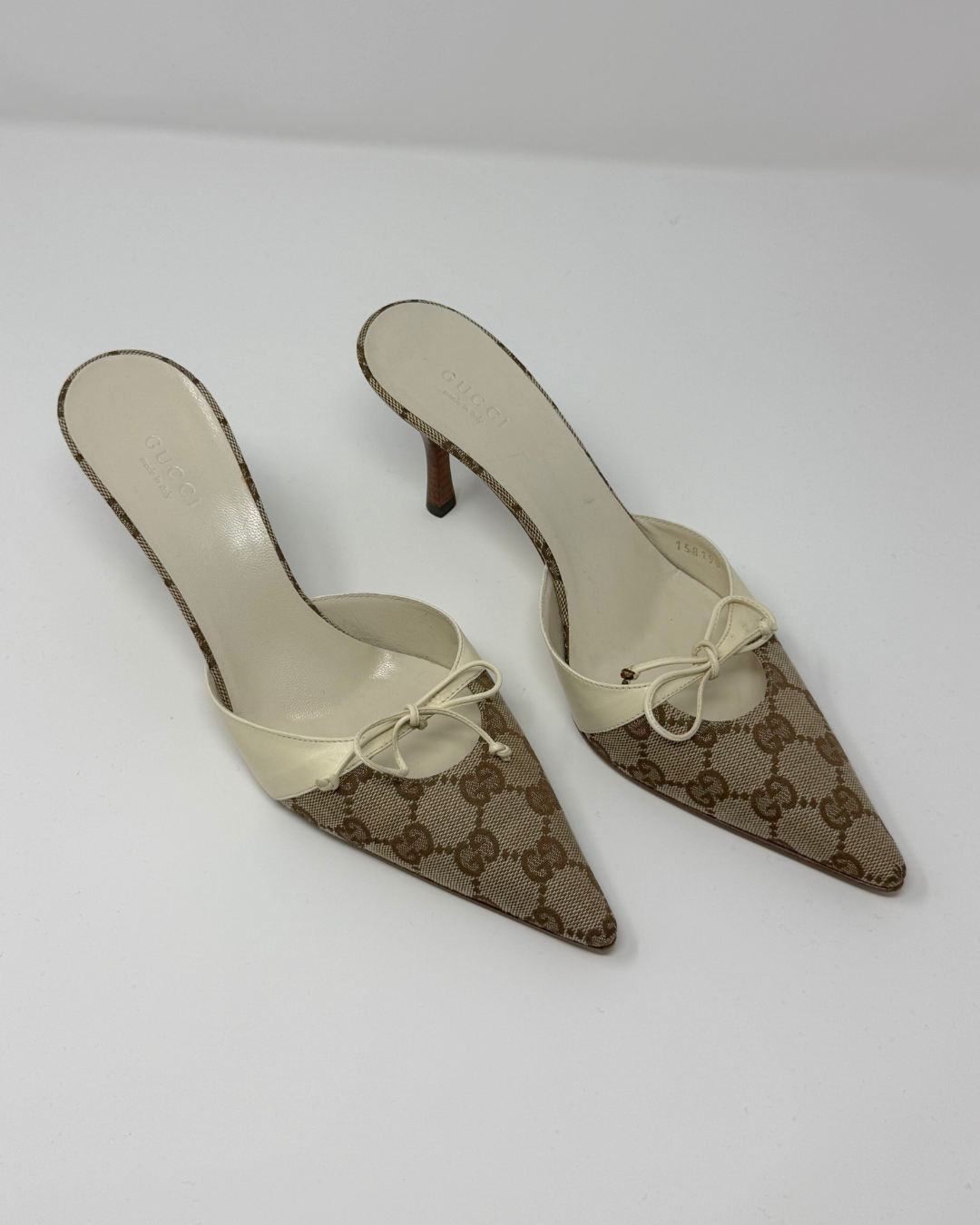 Gucci GG Canvas & Leather Vintage Heels
