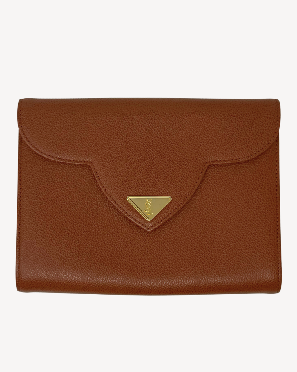 Yves Saint Laurent Vintage Cognac Caviar Leather Clutch