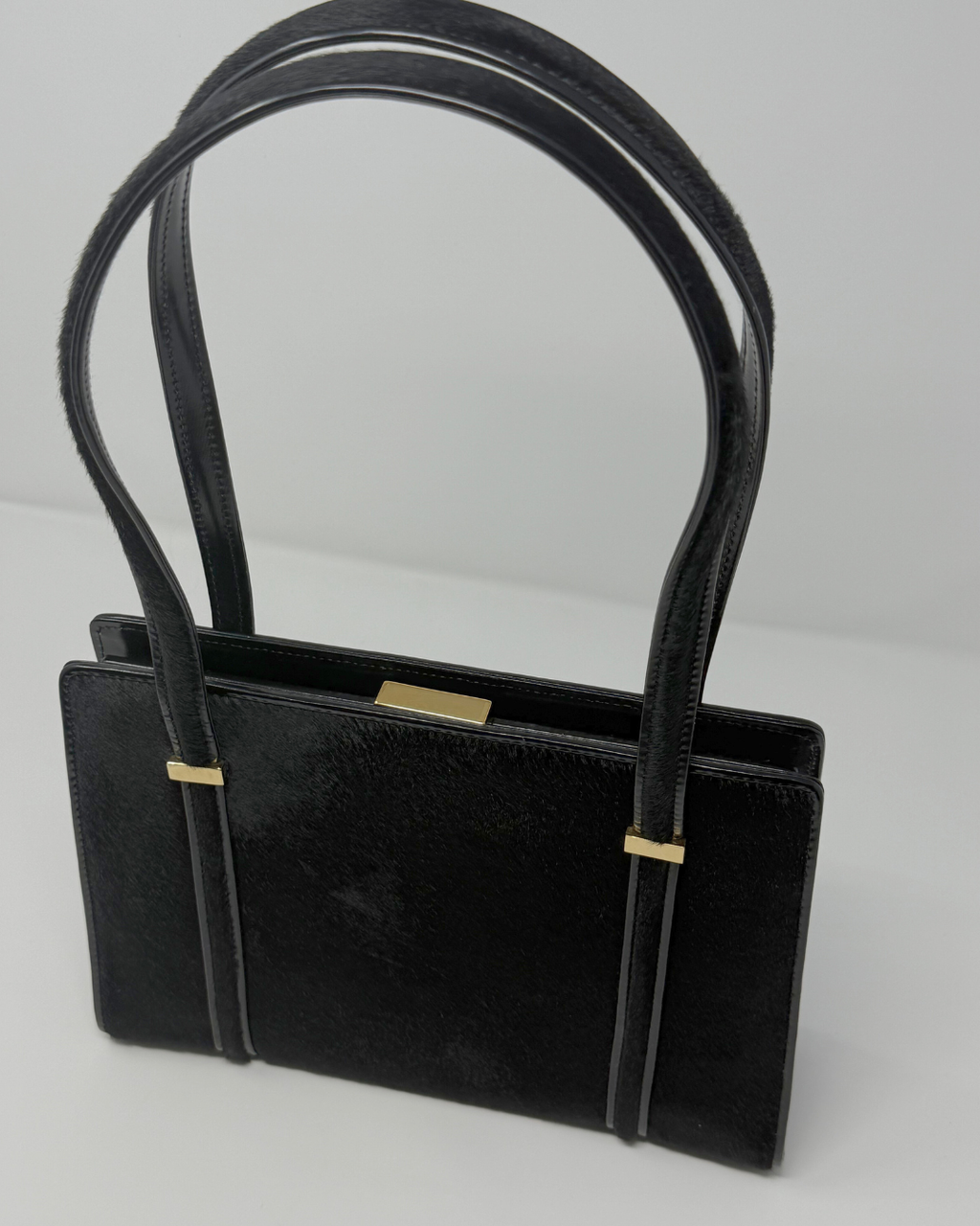 Gucci Vintage Black Ponyhair & Leather Shoulder Bag
