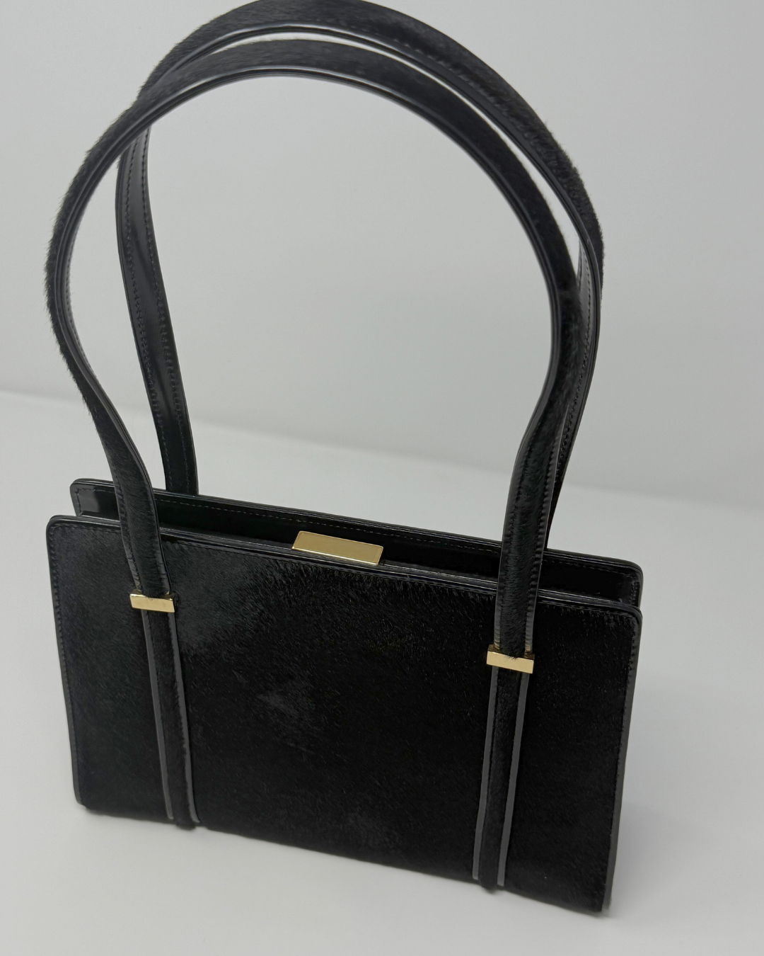 Gucci Vintage Black Ponyhair & Leather Shoulder Bag