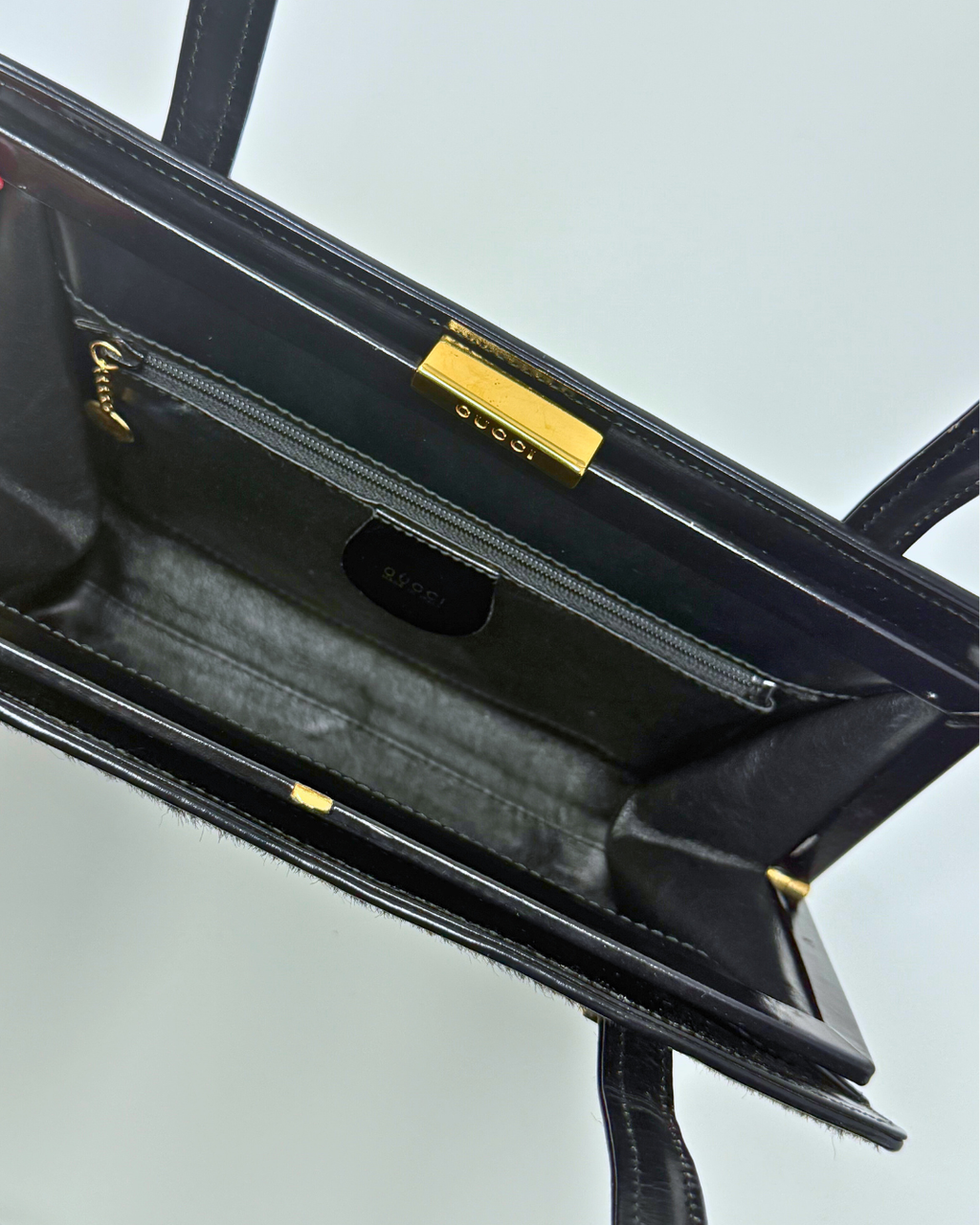 Gucci Vintage Black Ponyhair & Leather Shoulder Bag