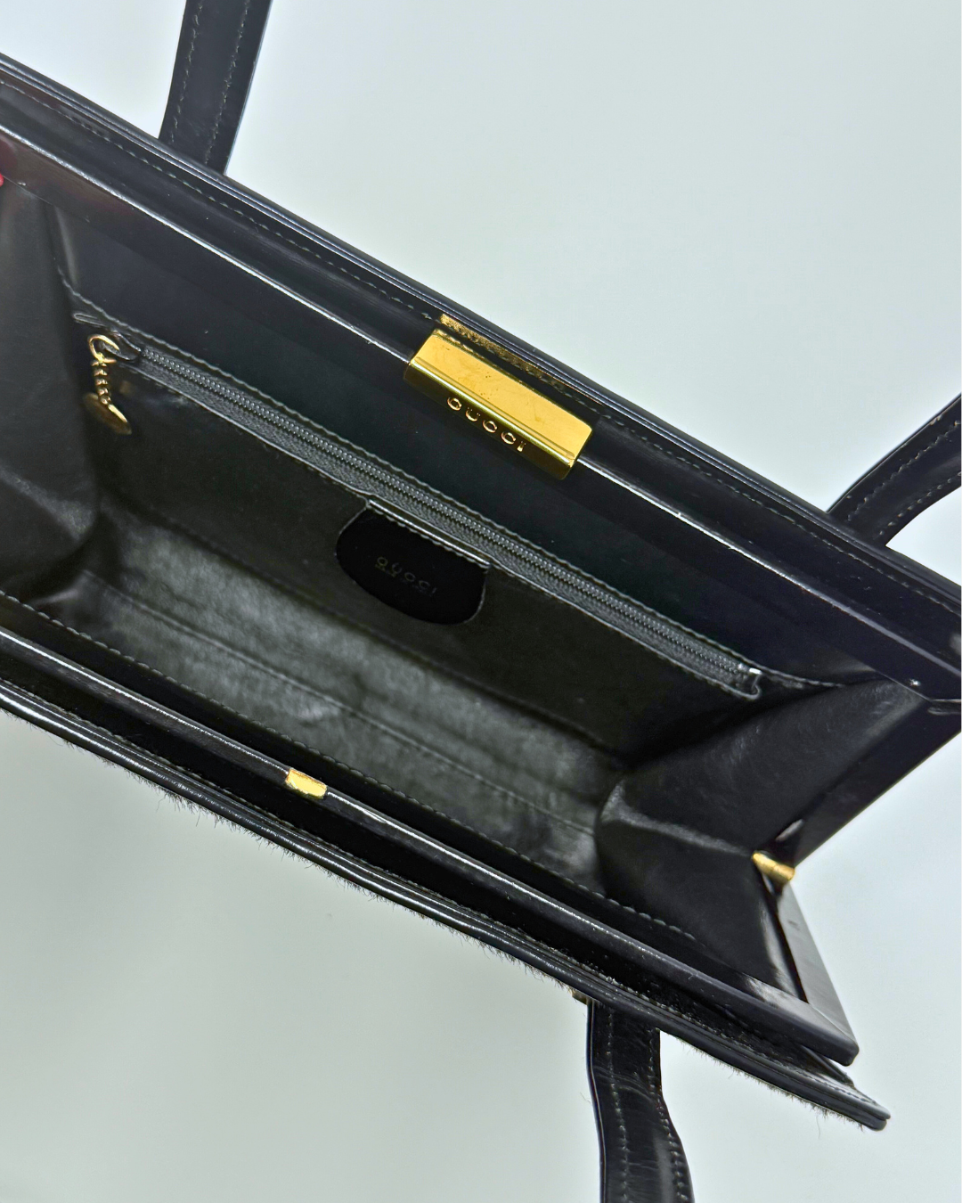 Gucci Vintage Black Ponyhair & Leather Shoulder Bag