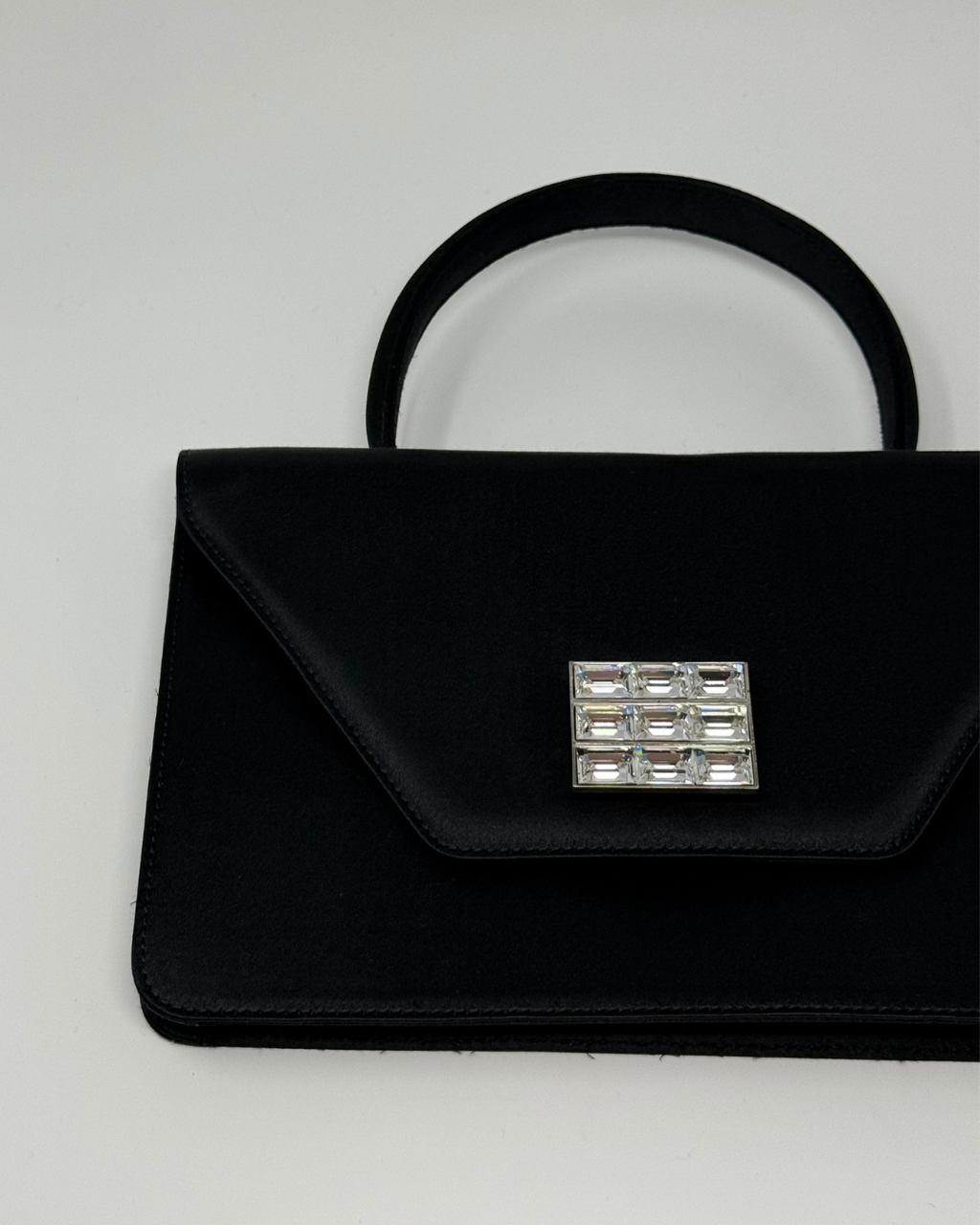 Celine Vintage 2000's Black Satin Envelope Clutch