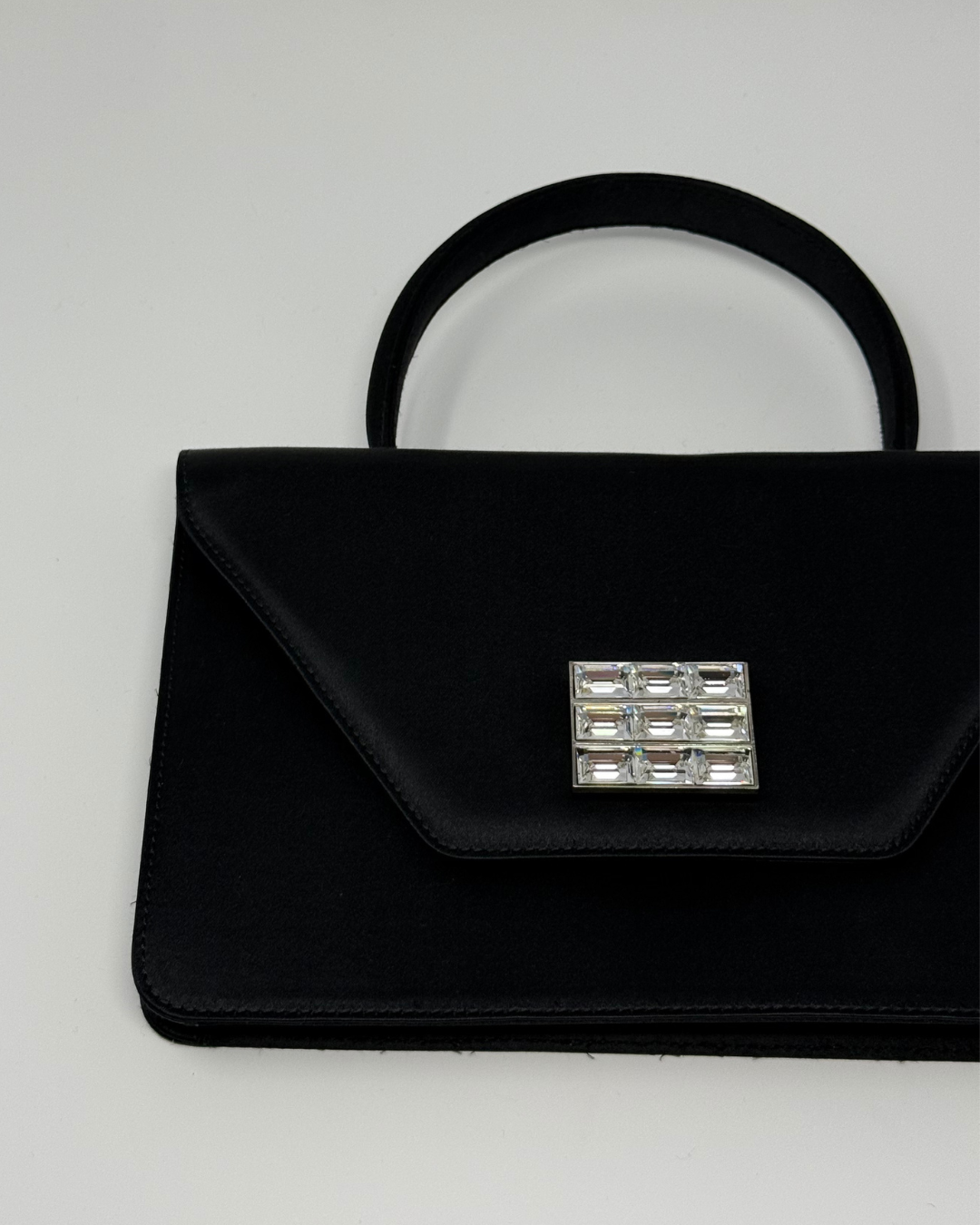Celine Vintage 2000's Black Satin Envelope Clutch