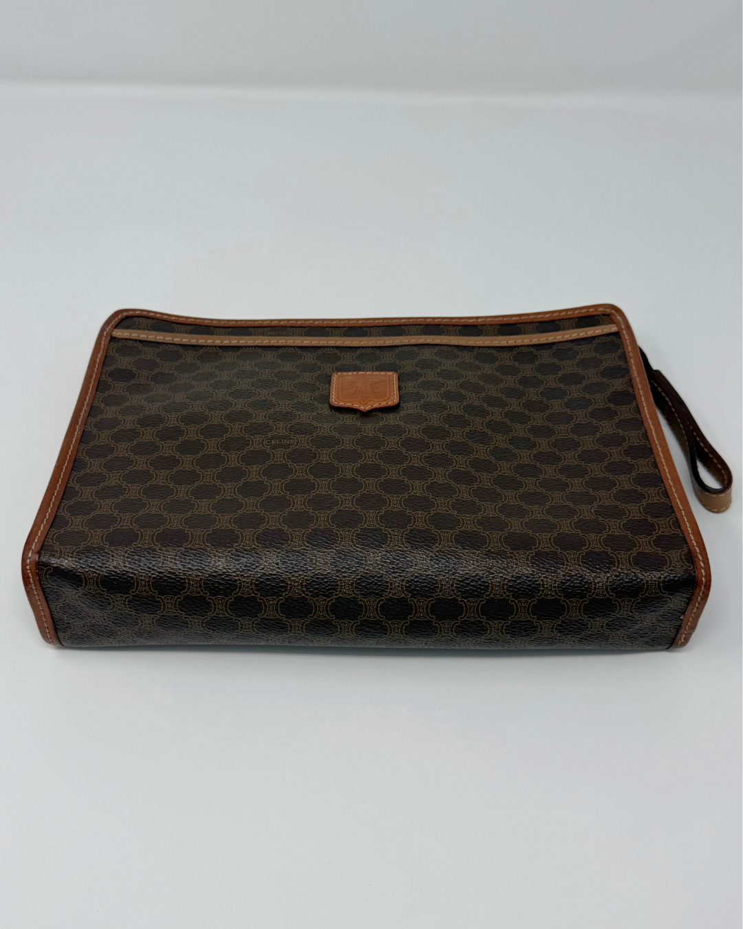 Celine Macadam Portfolio Vintage Brown Leather Clutch Bag