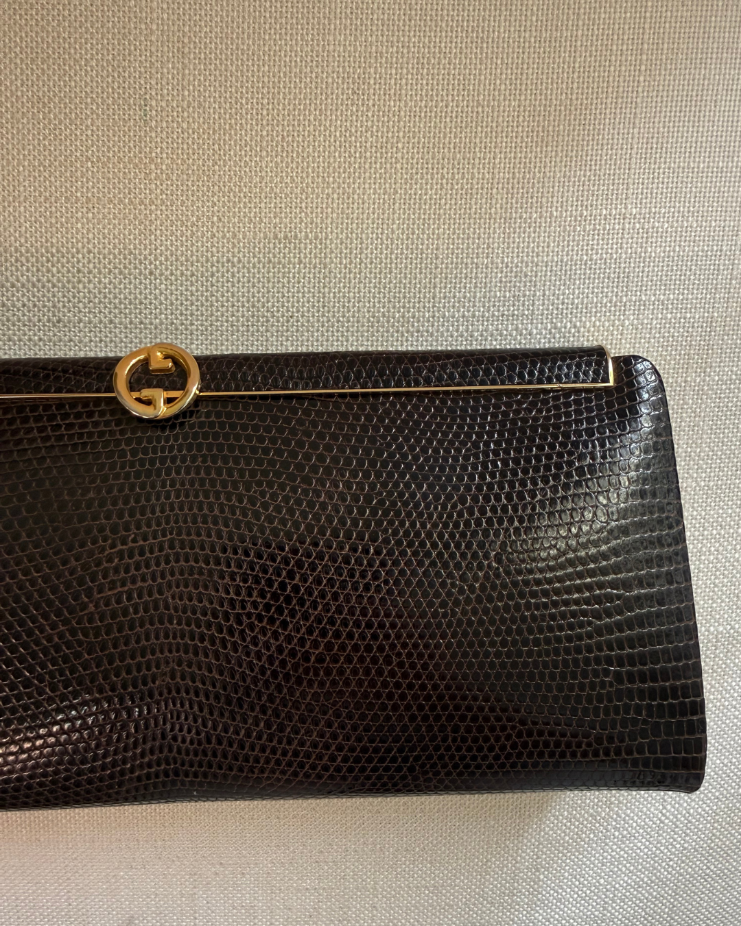 Gucci Vintage 1980's Brown Lizard Leather Clutch
