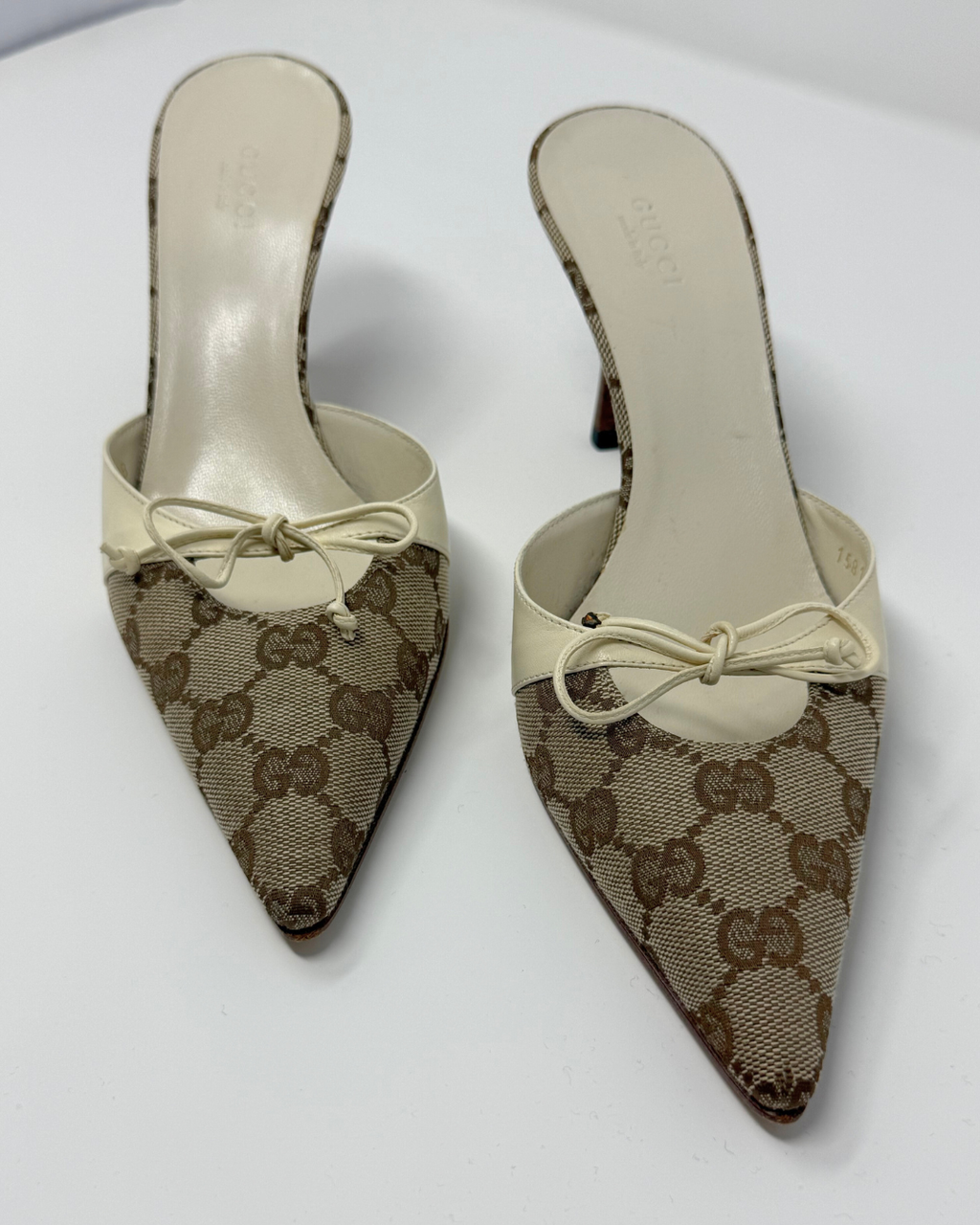Gucci GG Canvas & Leather Vintage Heels