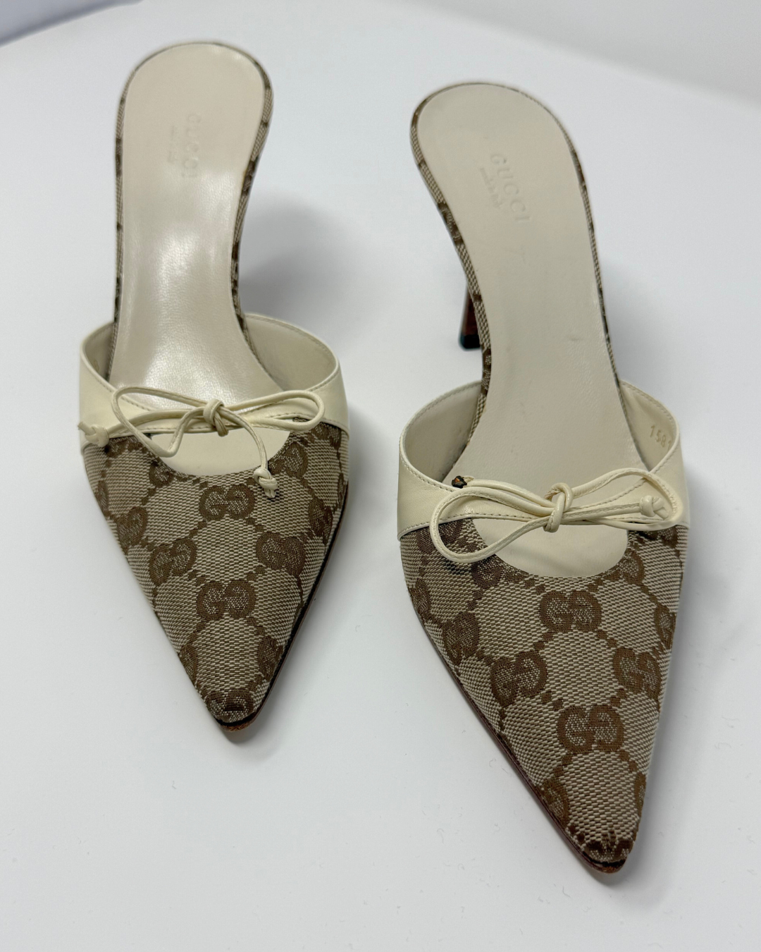 Gucci GG Canvas & Leather Vintage Heels