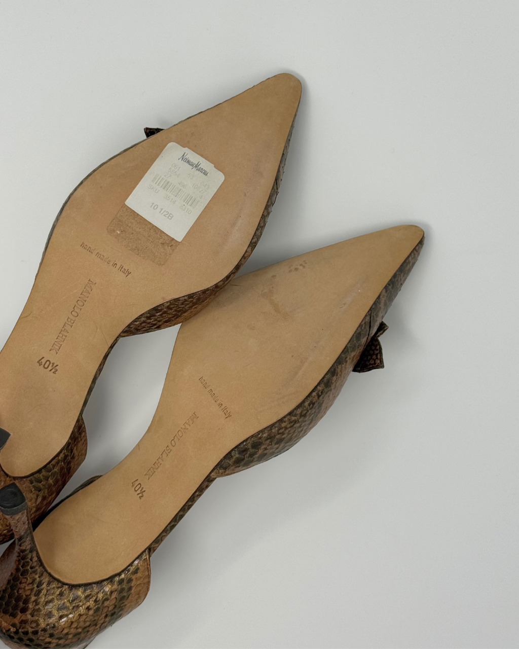 Manolo Blahnik Neutral Snakeskin Vintage Heels