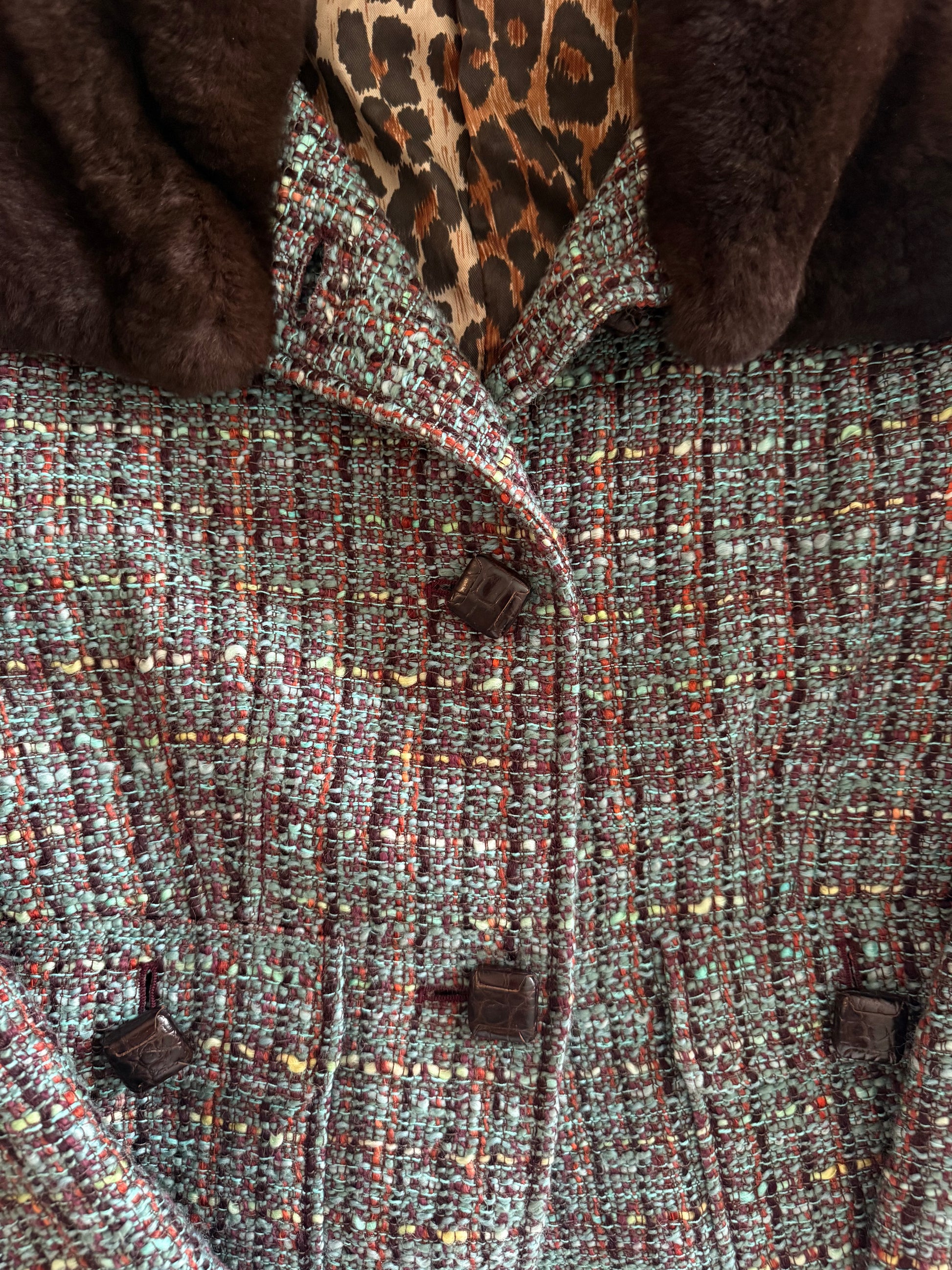 Dolce & Gabbana Vintage Tweed & Fur Collar Evening Jacket