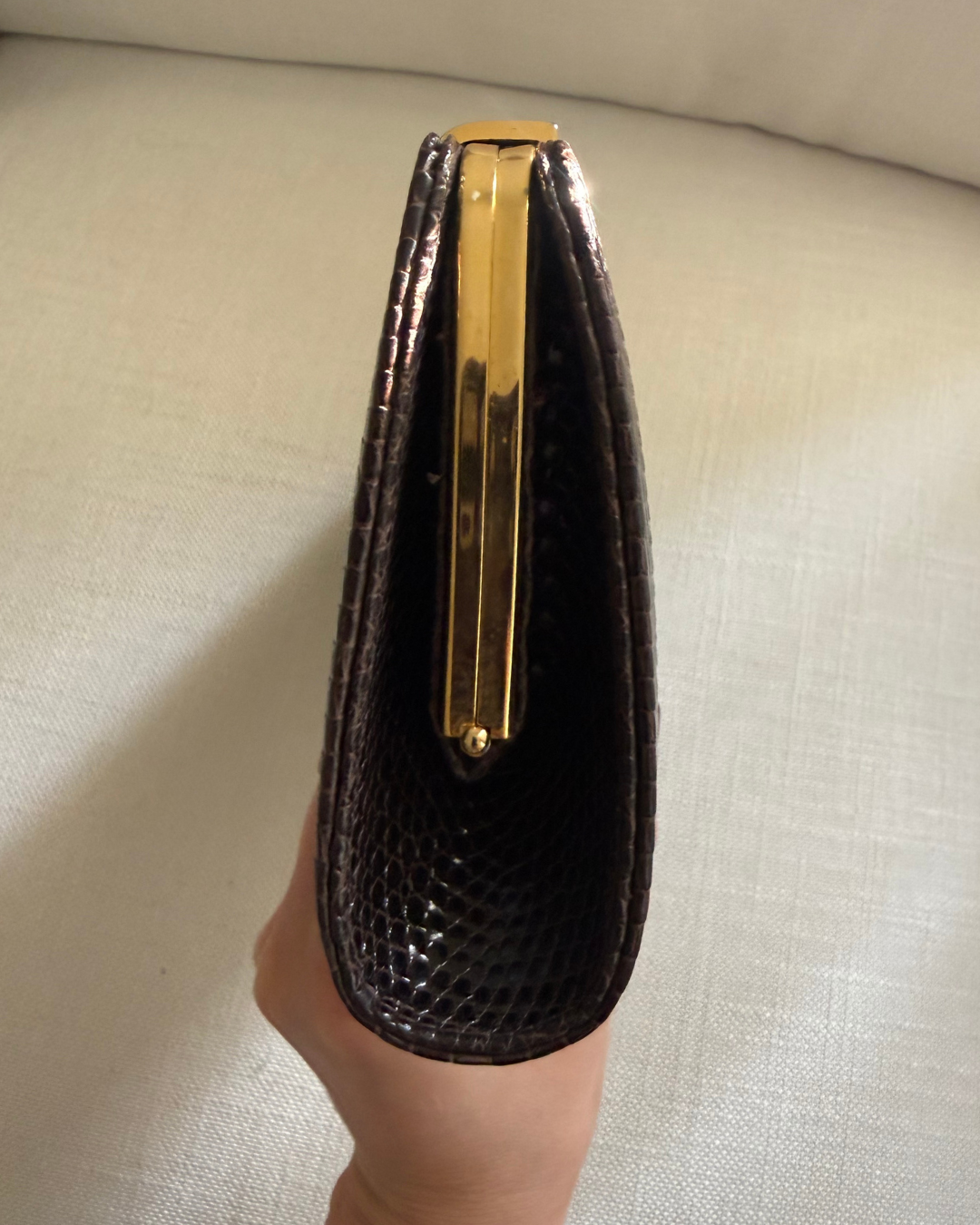 Gucci Vintage 1980's Brown Lizard Leather Clutch