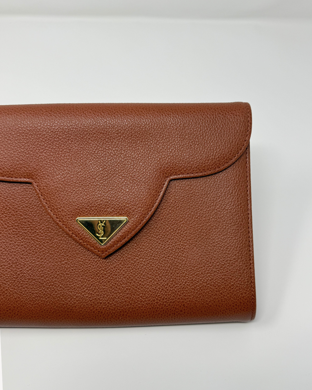 Yves Saint Laurent Vintage Cognac Caviar Leather Clutch