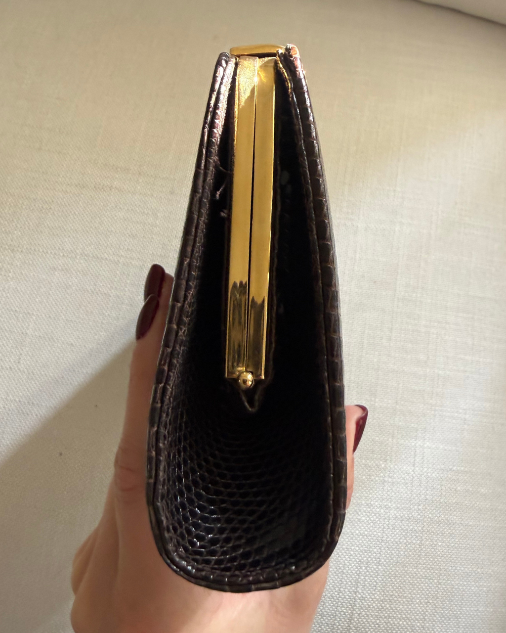 Gucci Vintage 1980's Brown Lizard Leather Clutch