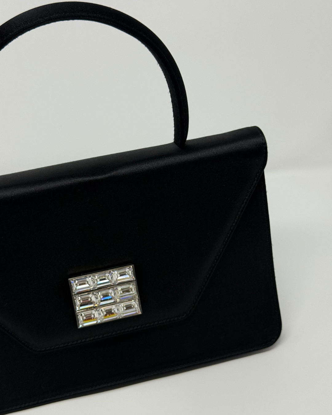 Celine Vintage 2000's Black Satin Envelope Clutch