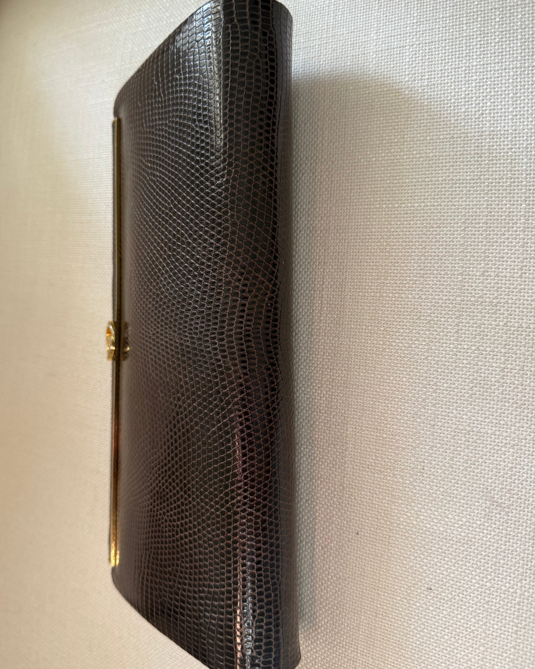 Gucci Vintage 1980's Brown Lizard Leather Clutch