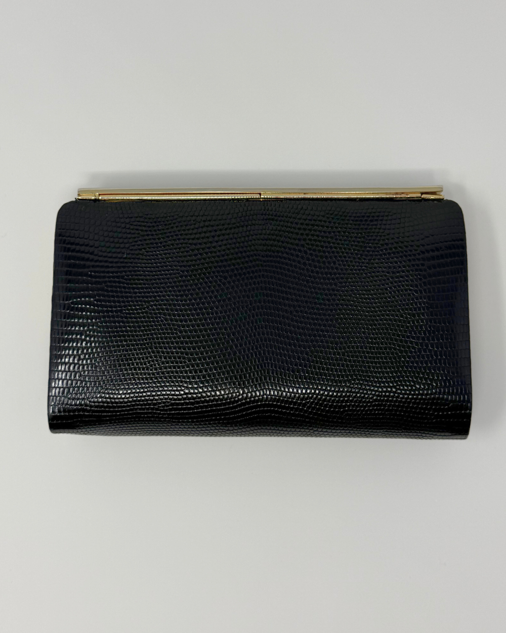 Gucci Vintage Minaudière Black Lizard GG Clutch