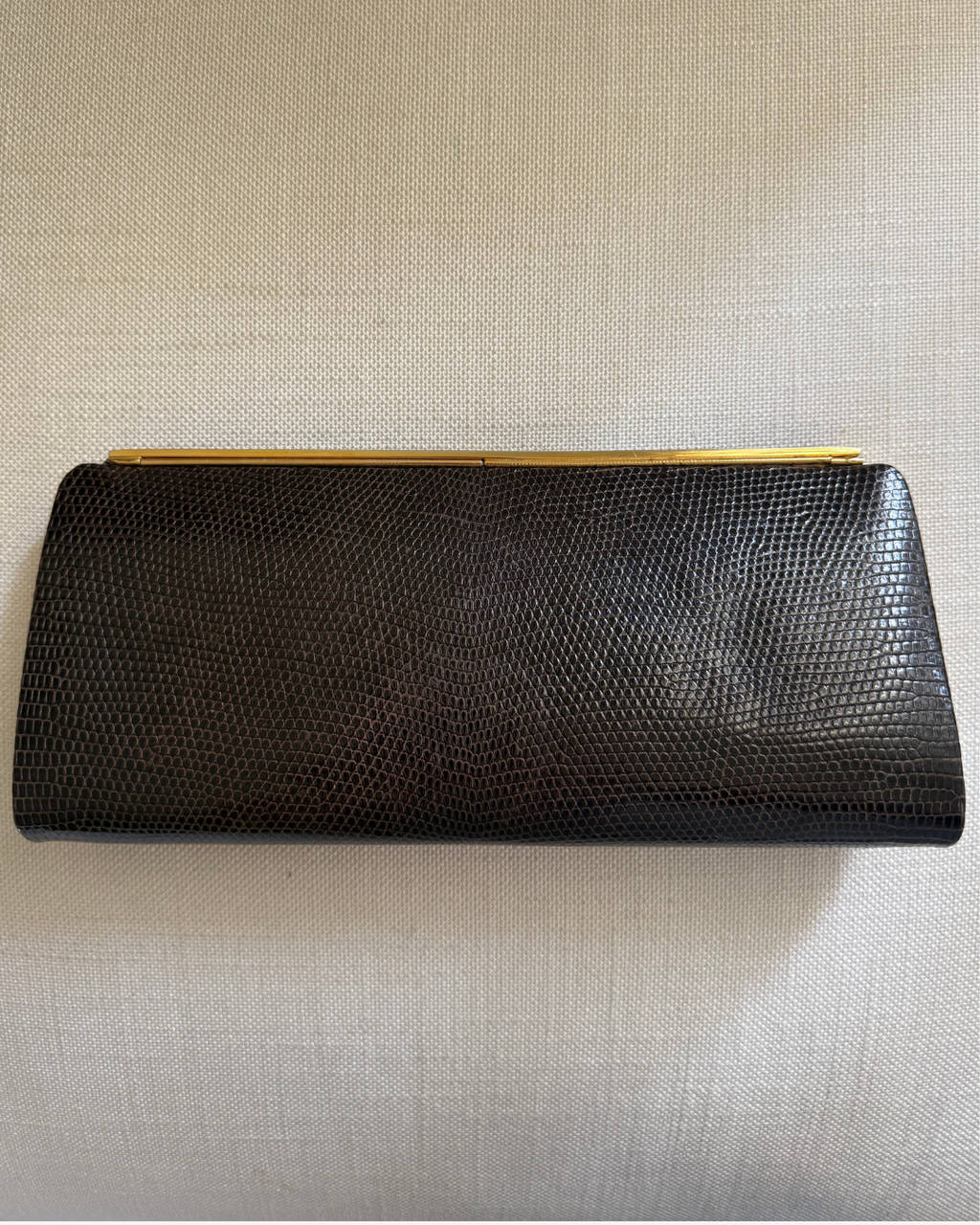 Gucci Vintage 1980's Brown Lizard Leather Clutch