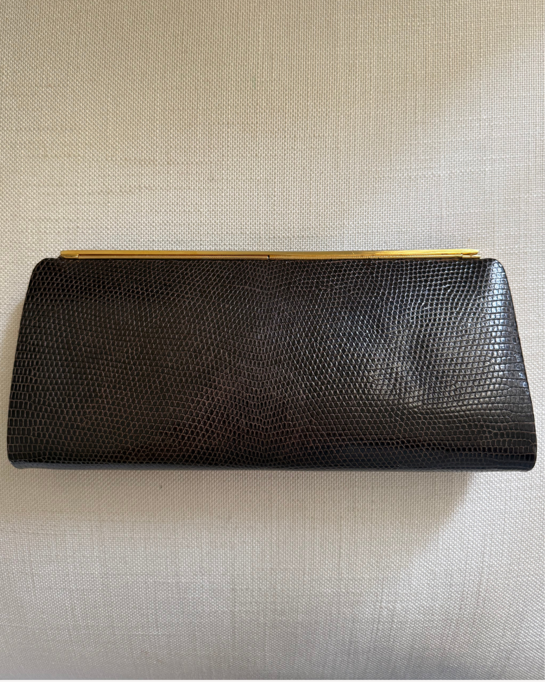 Gucci Vintage 1980's Brown Lizard Leather Clutch