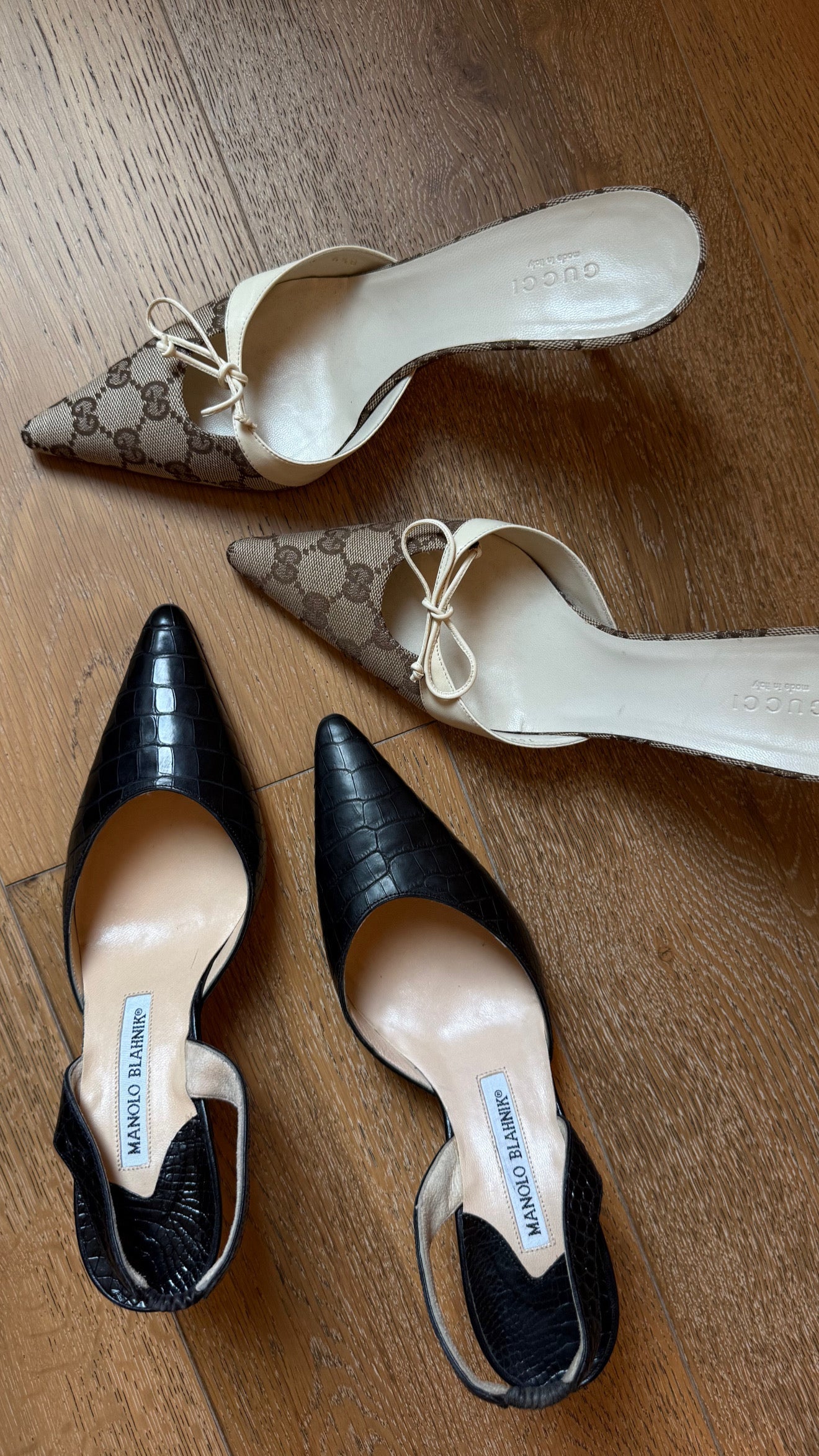 Gucci GG Canvas & Leather Vintage Heels