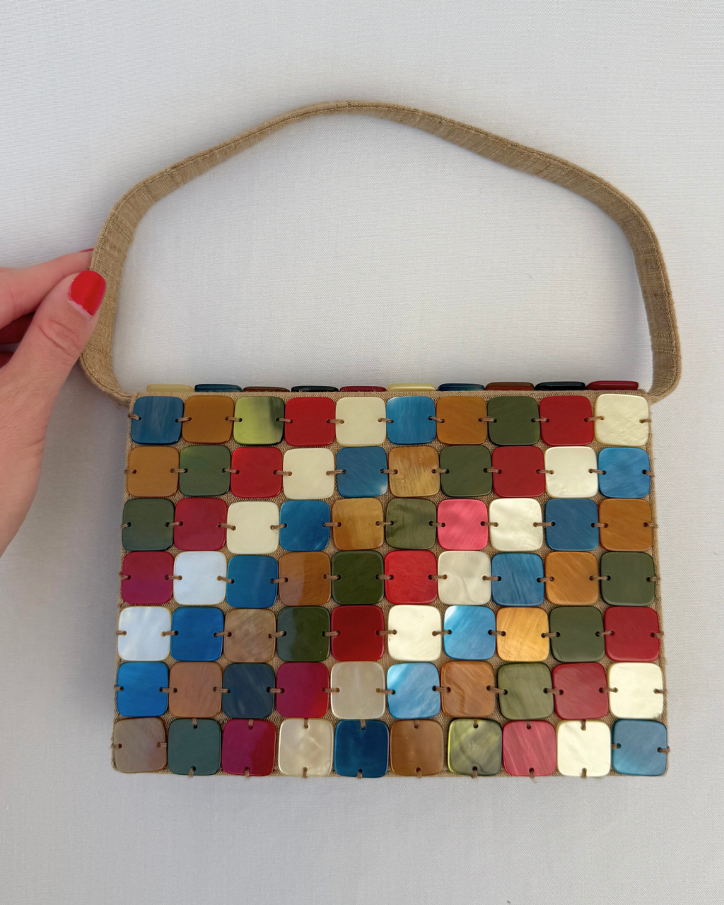 Bottega Veneta 1997 Rare Vintage Multicolor Canvas Top Handle Bag