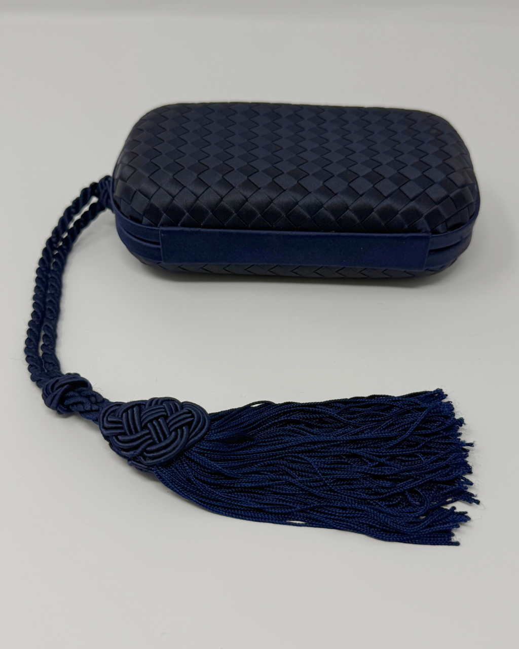 Bottega Veneta Rare Vintage Intrecciato Tassel Navy Clutch Bag