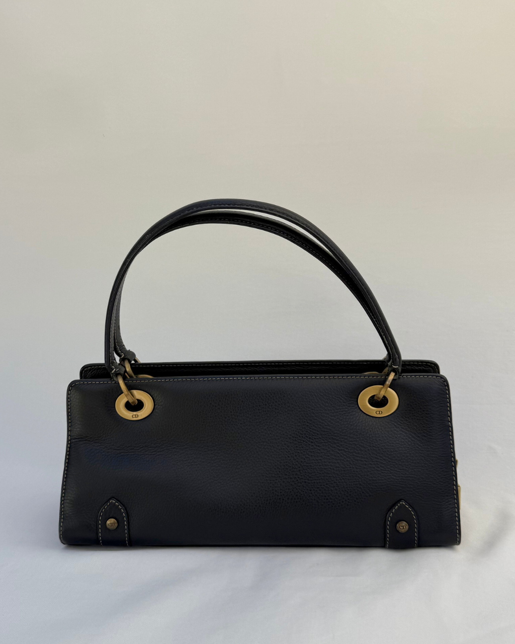 Christian Dior Vintage Lady Black Leather Shoulder Bag